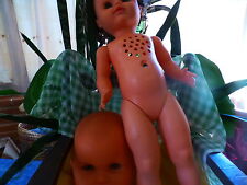 lot=téte de poupon bella ,yeux dormeurs +poupée bella 55cm +mon jardin  plantes