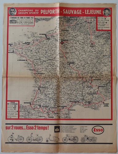 Carte tour france 1962 - france,