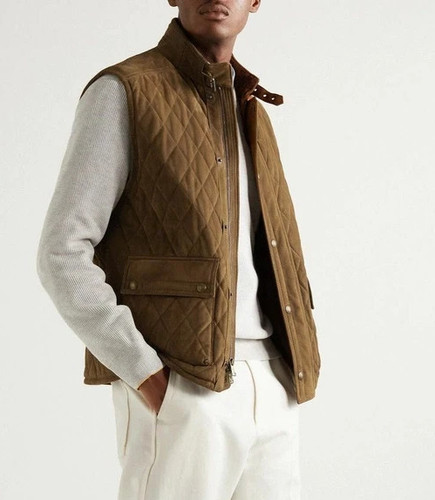 Gilet matelassé cuir daim - matelassé,
