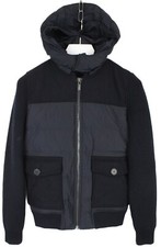 Zapa Veste Hommes XS à Capuche Rembourré Laine Tricot Manches Patch Poches Zippé