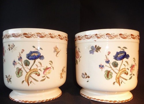 Paire cache pot - cache, faience