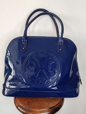 CHRISTIAN LACROIX Grand sac simili cuir vernis bleu marine 