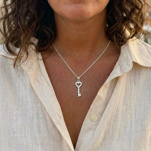 Pendentif clé cœur argent - pendentif,