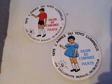 2 Autocollants vintage 1975 salon de l'enfance Paris yoyo lumineux jeux jouets