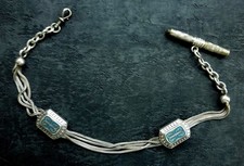Chaine ancienne de montre de gousset en argent , avec remontoir - Très bel objet