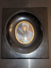 Ancienne peinture portrait miniature Napoléon sous cadre signée