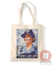 Femmes Land Armée USA Sac WW2 Homefront Shopping 100% Coton