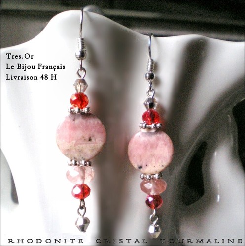 Boucles oreille rhodonite - boucles,