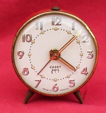 Vintage French Japy Freres CADET Series Desk RED Alarm Clock Art Deco Works!