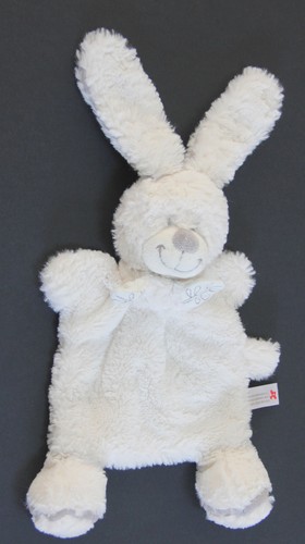Doudou plat lapin blanc - doudou, gris