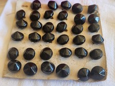 Lot 25 boutons anciens en verre grelot noir tige métal 1 cm environ