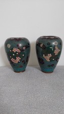 PAIRE VASES CLOISONNÉS SIGNES