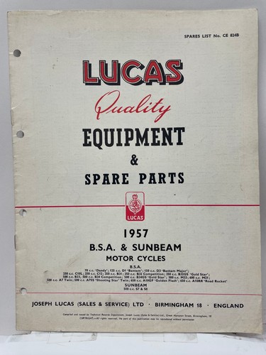 Lucas 1957 manuel catalogue - 1957,