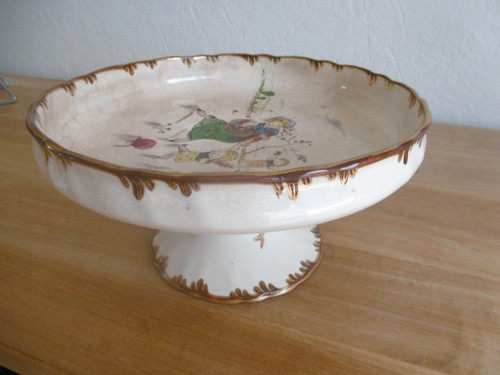 Grand compotier faience creil - compotier,