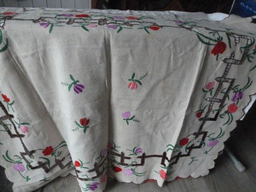 Jolie nappe ancienne lin - jolie, en
