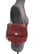 Très Beau Et Authentique Sac Daim Bordeaux Claudie Pierlot 