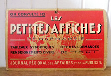 Ancienne plaque cartonnée Publicité Les petites affiches de Normandie
