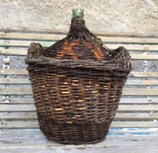 Bonbonne Dame Jeanne paillée ancienne anses 10 litres H 48 cms vin