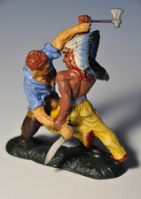 Ancien Elastolin indien et cowboy au combat 