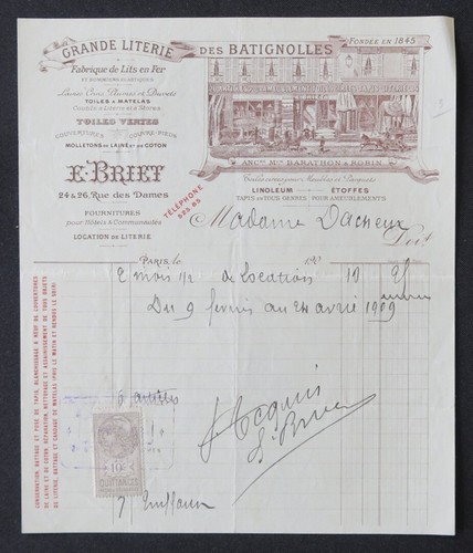 Facture 1900 grande literie - facture,