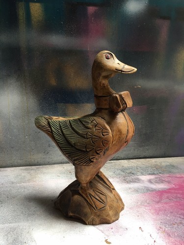 Statue canard bois - de,
