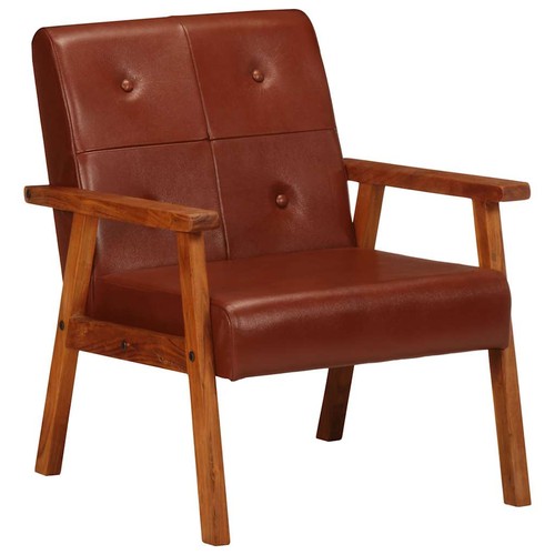 Fauteuil marron cuir - marron,