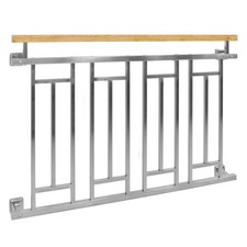 Garde-corps balcon française argenté aspect bois 128x90 cm en acier inoxydable