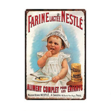 Plaque publicitaire en tôle " Farine Lactée Nestlé " 30 x 20 cm
