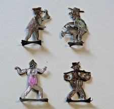Plats d'étain - Zinnfiguren - 4 très anciennes figurines civiles polychromes