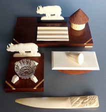 Ancien Encrier Garniture De Bureau  ART DECO Coupe Papier Tampon Africaniste