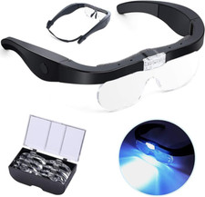 Lunette Loupe Grossissante LED Eclairante Rechargeable, Loupe De Tête De Lecture