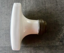 Ancienne poignée de porte en porcelaine blanche rectangulaire