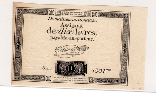 France assignat livres - 10, 172
