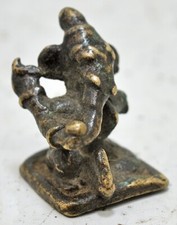 Laiton Antique God Ganesha Idol Figurine Original Vieux Main Crafted Fin Gravé