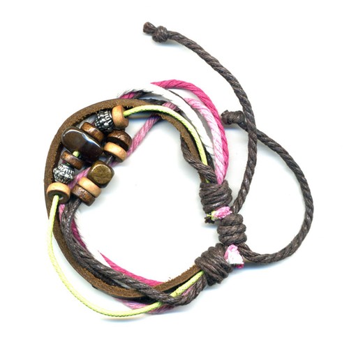 Bracelet cuir ethnique perles - ethnique,