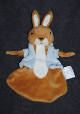 🍀Doudou Plat Lapin PICOT 2 Beige Marron Blanc Veste Gilet Bleu Etat NEUF