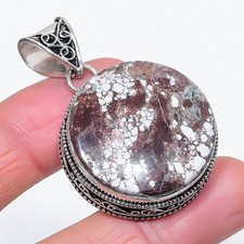 Pendentif pierre précieuse forme ronde cheval sauvage cadeau unique bijoux vi...