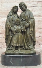 Main Fabriqué Sainte Famille Bronze Sculpture Statue – Chrétien Catholique Art