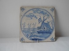 Ancien carrelage hollandais Delft XVIIIe siècle. Poterie .Ancien carreau