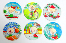 LOT 6 POGS P'TIT LOUIS AUCUN DOUBLE POG COLLECTION JEUX JOUETS VINTAGE OFFICIELS