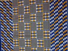 Tissu wax motif bleu jaune et