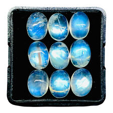 9 Pièces Naturel Bleu Feu Pierre de Lune 8x6mm Ovale Cabochon non Traité Perdre