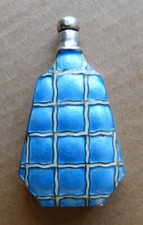 Petit flacon à parfum en argent massif + émail  Ancien vers 1920