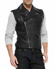Leather vest men sleeveless - leather,