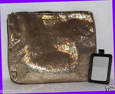 Victoria's Secret Blingy Shiny GOLD Colored Purse Clutch Makeup Bag w/ Mirror