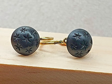 Ancienne Paire De Boucles D'oreilles De Deuil En Plaqué Or Oria Et Jais Ou Autre