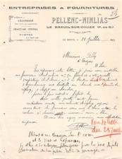 Facture   1933  PELLENC NINLIAS A LE BREUIL SUR COUZE - M.ALLEQ A AUZON
