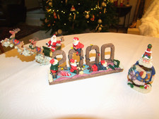 LOT 3 Décorations Noël anciennes-Rares objets passage an 2000-Pere Noël à porte