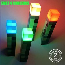 Lampe Torche LED USB Rechargeable Style Jeu Minecraft Cubique 4 Couleurs Murale