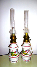 PAIRE DE LAMPES  FAIENCE ST CLEMENT LUNEVILLE DECOR AU PAON EPOQUE XIXEME
